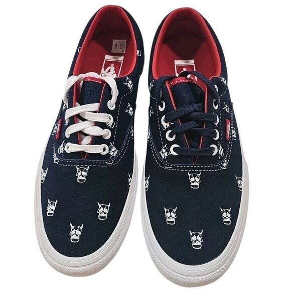 Vans~Men\'s 10~ Era Pro Kader Sylla Canvas Skull Logo Navy/Red White Sneakers NEW main image 5